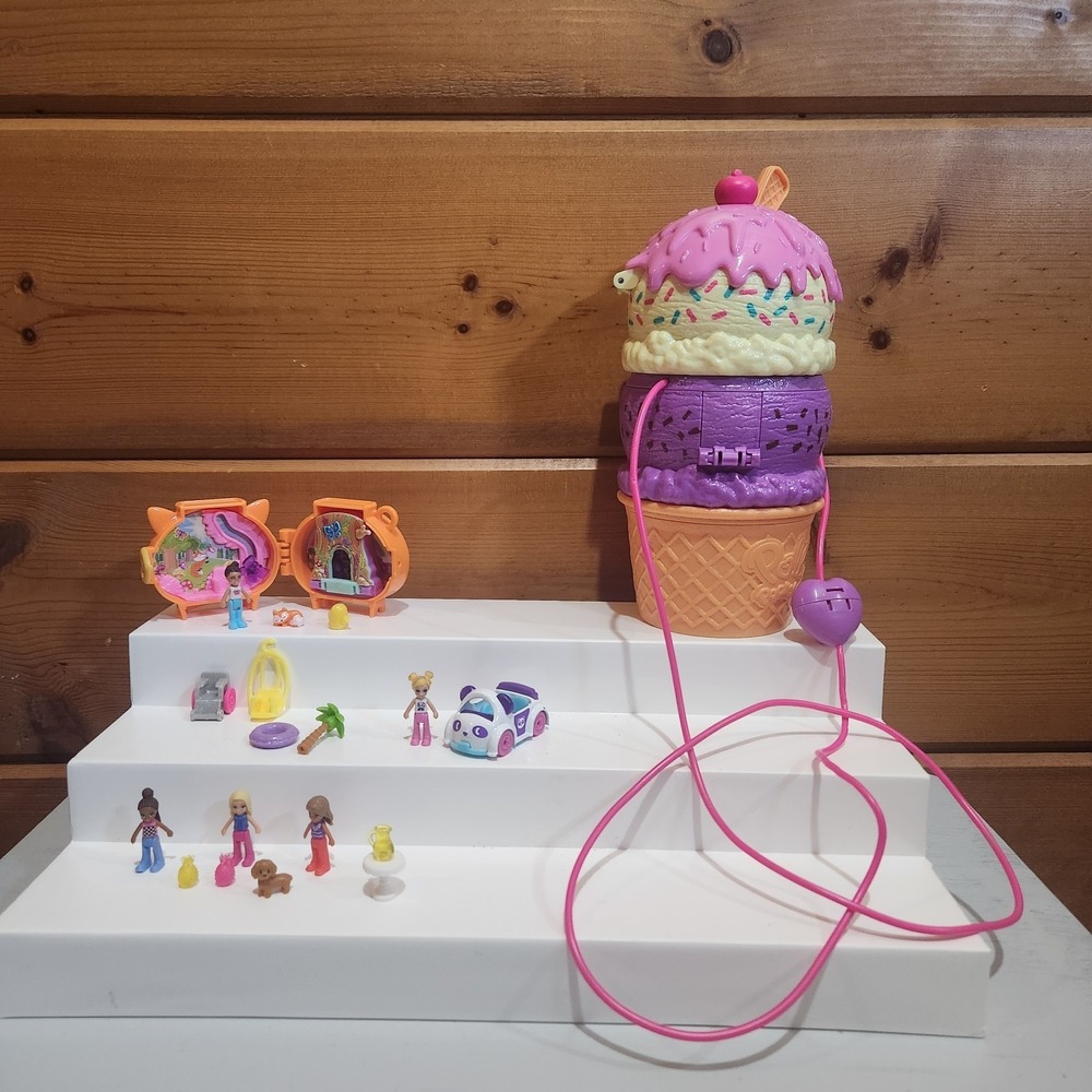 Lot Of 18 Mini Polly Pocket Playsets Figures Pets Surprise Playset Ice Cream Fox